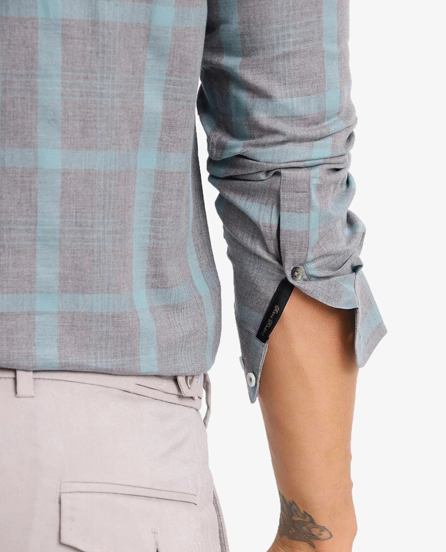 Rare Rabbit Men's Dofy Grey Cotton Checked Print Regular Fit Full Sleeve Collared Shirt