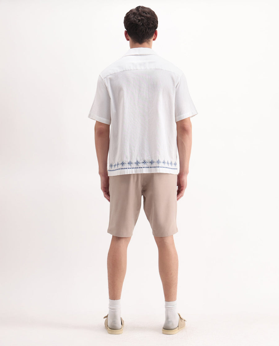 Rare Rabbit Men's Drivo Peach Polyester Blend Plain Regular Fit Shorts