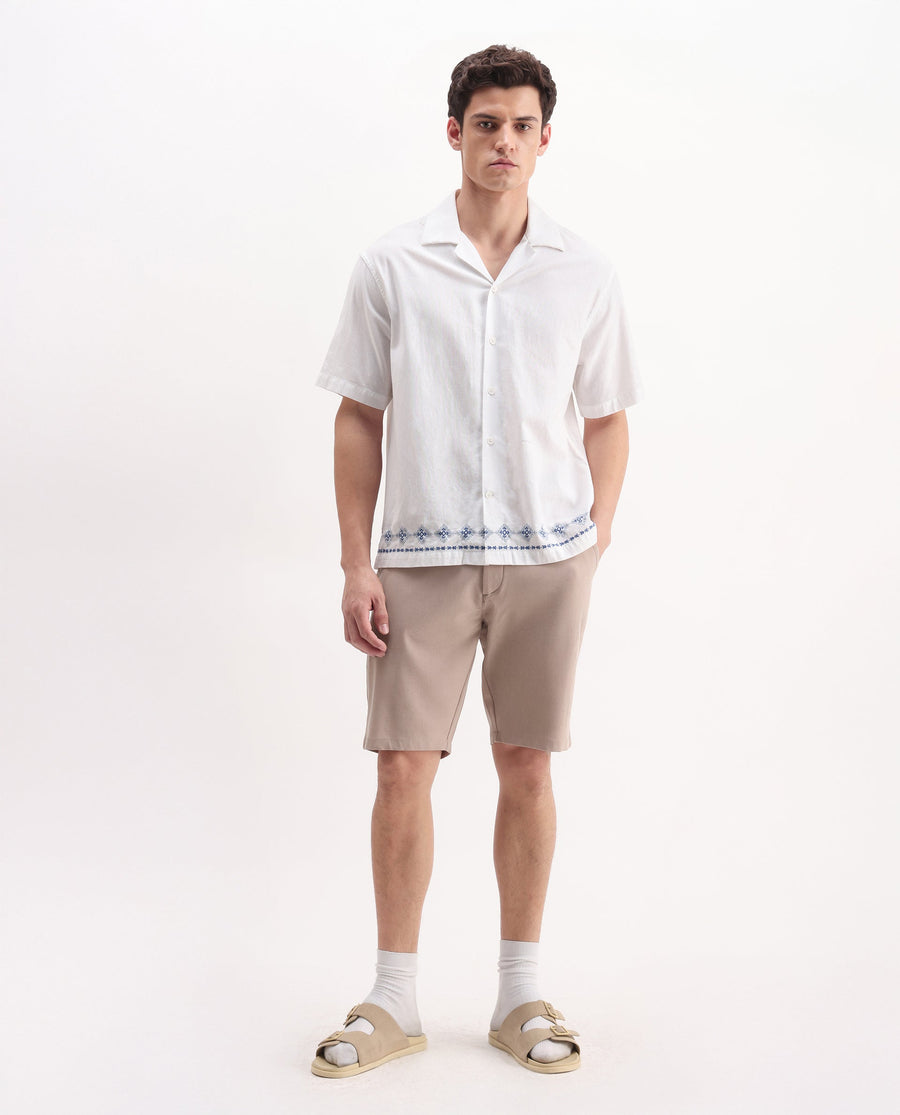Rare Rabbit Men's Drivo Peach Polyester Blend Plain Regular Fit Shorts