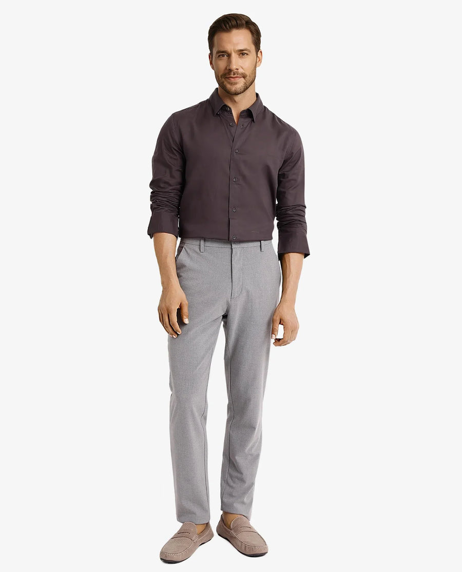 Rare Rabbit Men's Dub Grey Cotton Plain Regular Fit Full Sleeve Collared Shirt