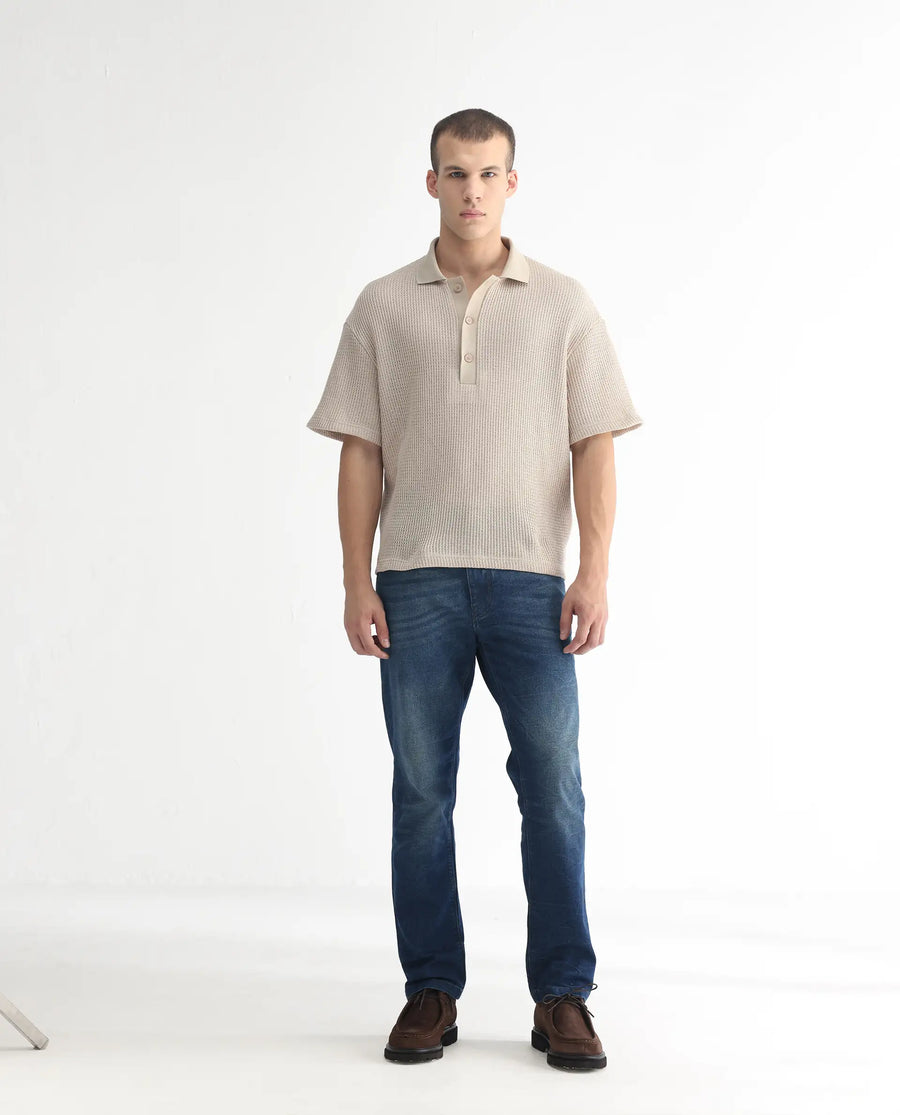 Rare Rabbit Men's Dunker Navy Cotton Plain Hawk Slim Fit Jeans
