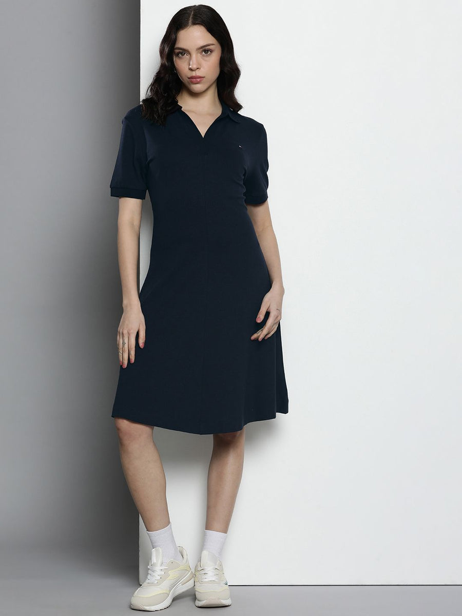 Tommy Hilfiger Polo Collar Solid T-shirt Dress