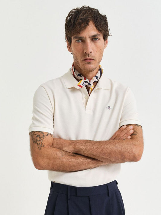 GANT Men Solid Polo Collar Cotton T-shirt