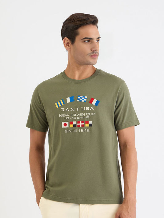 GANT Men Typography Printed Applique T-shirt