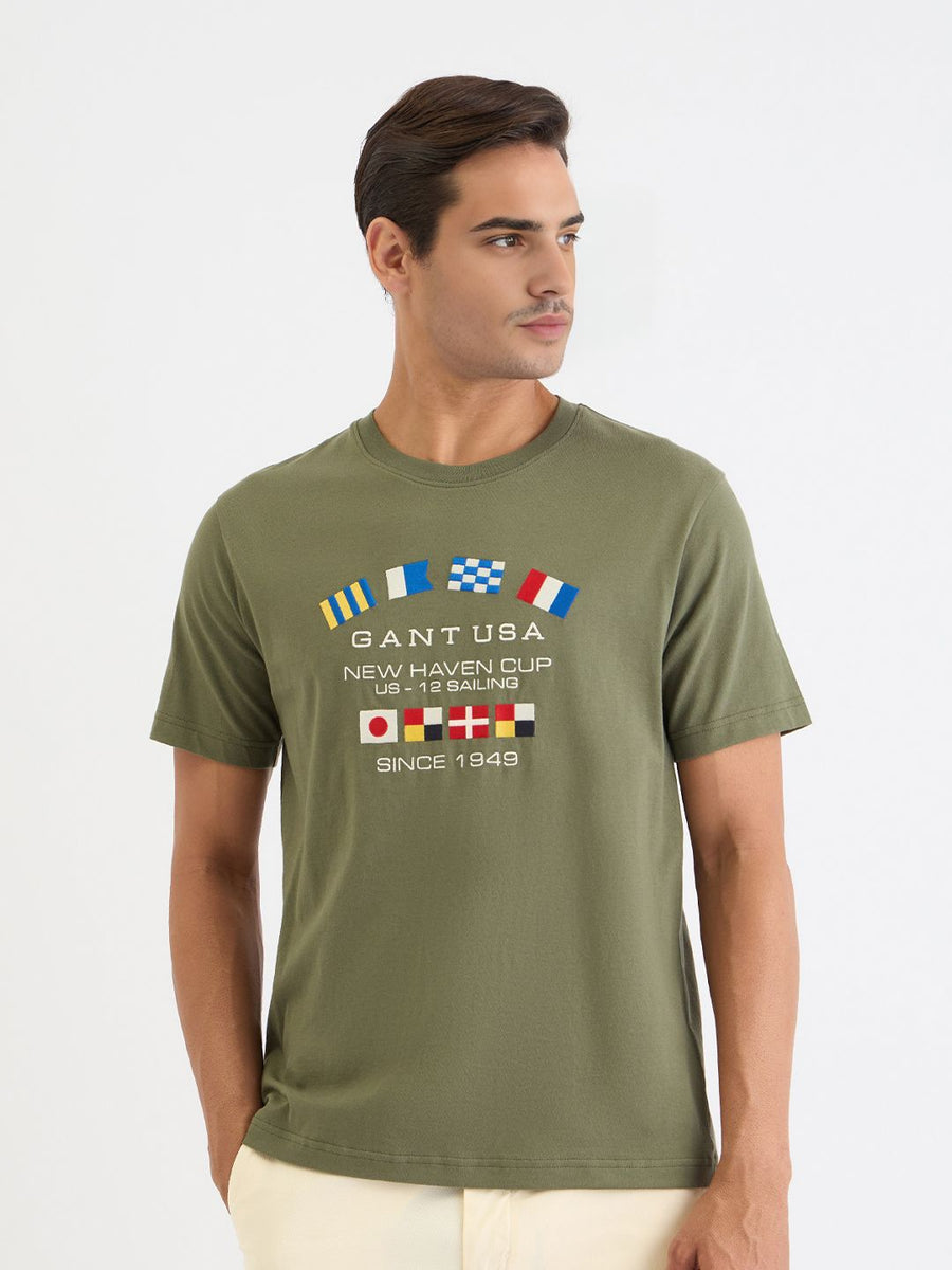 GANT Men Typography Printed Applique T-shirt