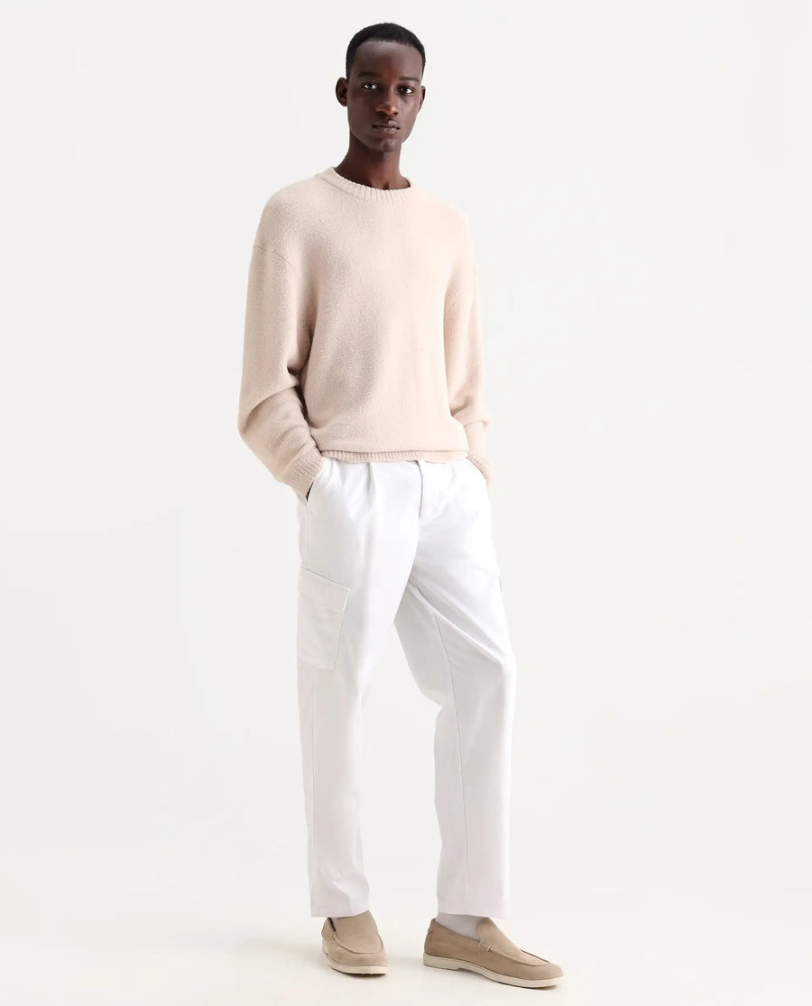 Rare Rabbit Men's Eber White Cotton Plain Regular Fit Trouser