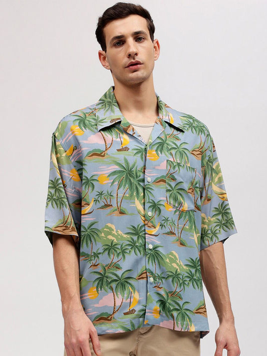 GANT Printed Cuban Collar Relaxed Fit Shirt