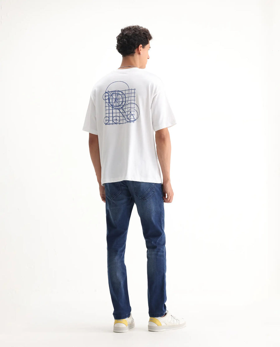 Rare Rabbit Men's Emilem Light Blue Cotton Blend Plain Hawk Slim Fit Jeans