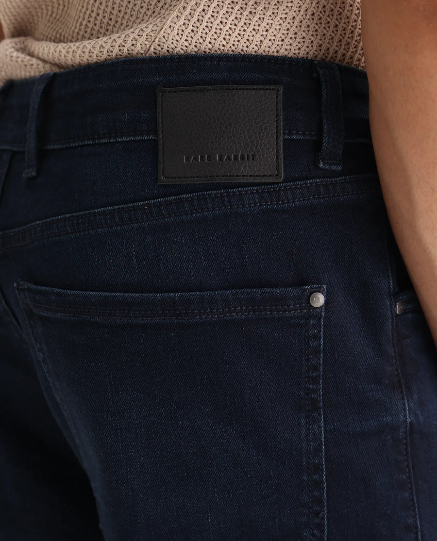 Rare Rabbit Men's Evolve Dark Navy Cotton Blend Plain Morris Regular Fit Jeans