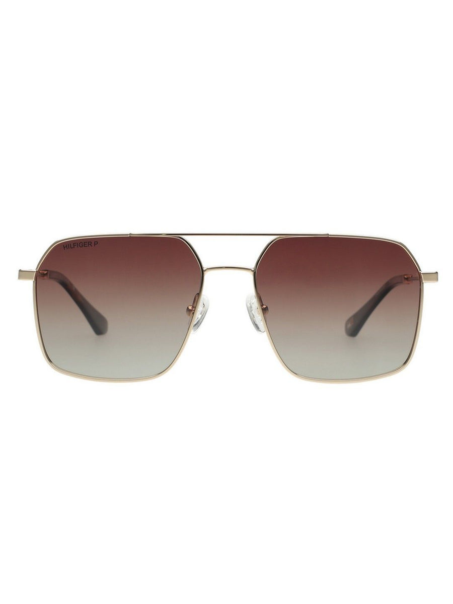 Tommy Hilfiger Men Brown Lens & Gold-Toned Square Sunglasses with