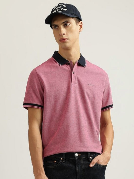 GANT Men Solid Polo Collar Cotton T-Shirt