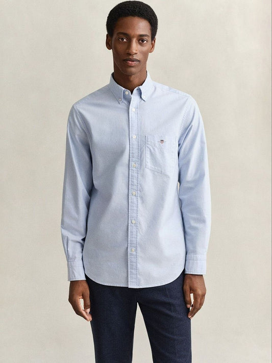 Gant Men Blue Solid Regular Fit Classic Oxford Shirt