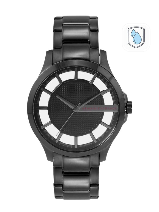 Armani Exchange Men Black Dial & Stainless Steel Bracelet Straps Analogue Watch AX2189
