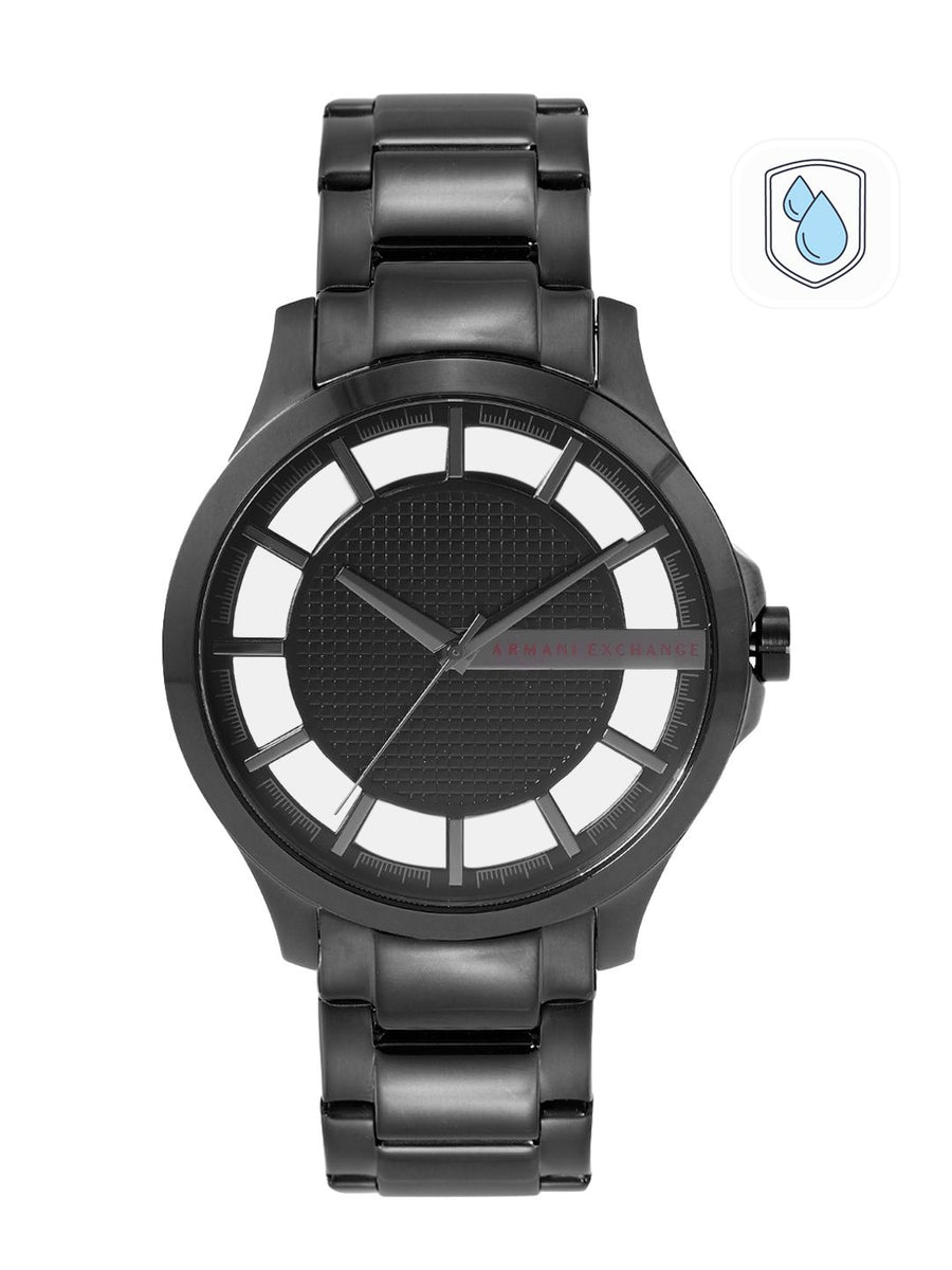 Armani Exchange Men Black Dial & Stainless Steel Bracelet Straps Analogue Watch AX2189