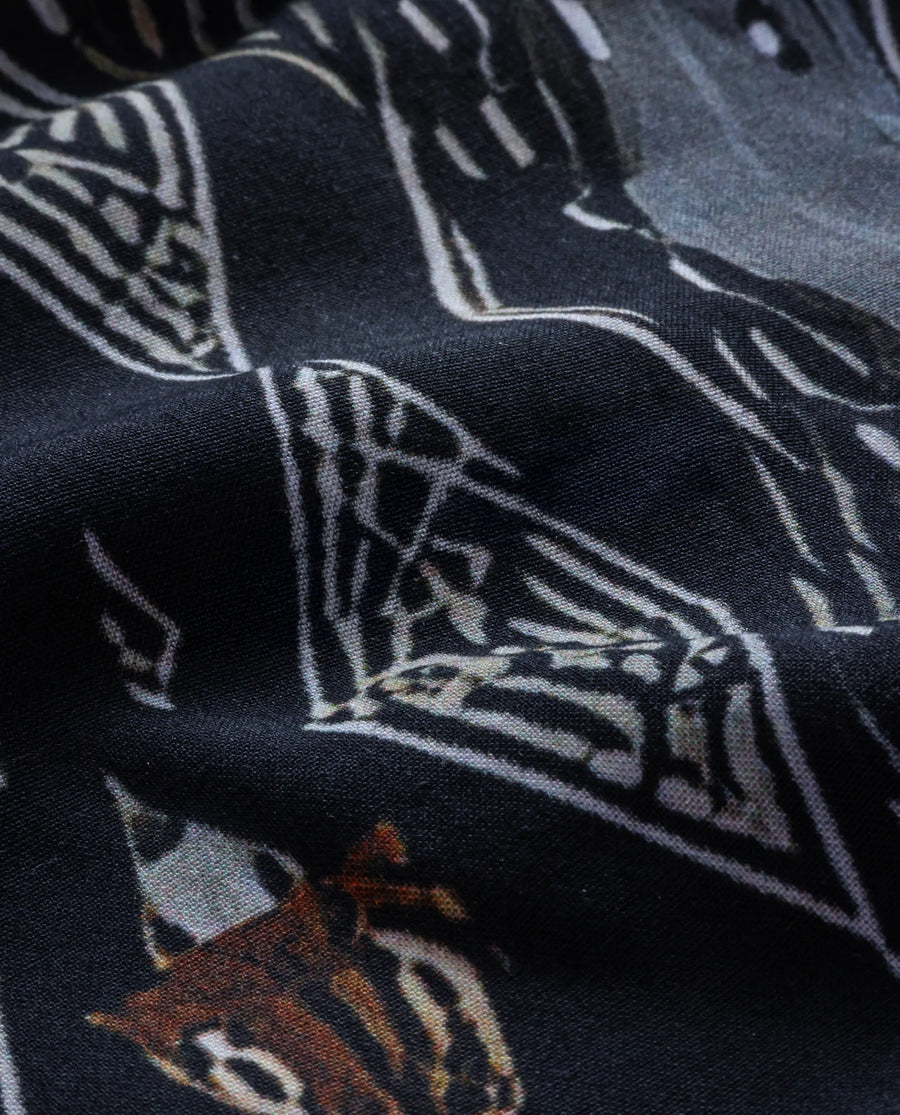 Rare Rabbit Men's Ciphor Black Decorative Print Regular Fit Full Sleeve Collared Shirt