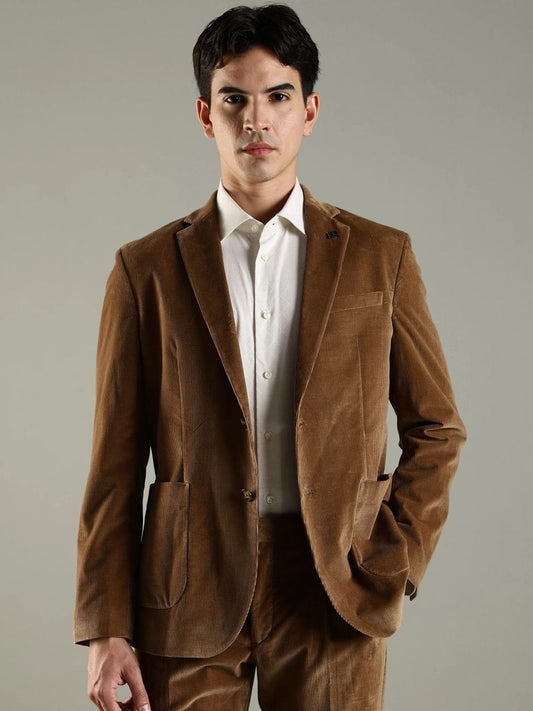 Tommy Hilfiger Self-Design Cotton Single Breasted Blazer