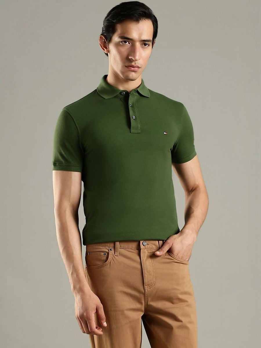 Tommy Hilfiger Men Brand Logo Polo Collar Slim Fit T-shirt