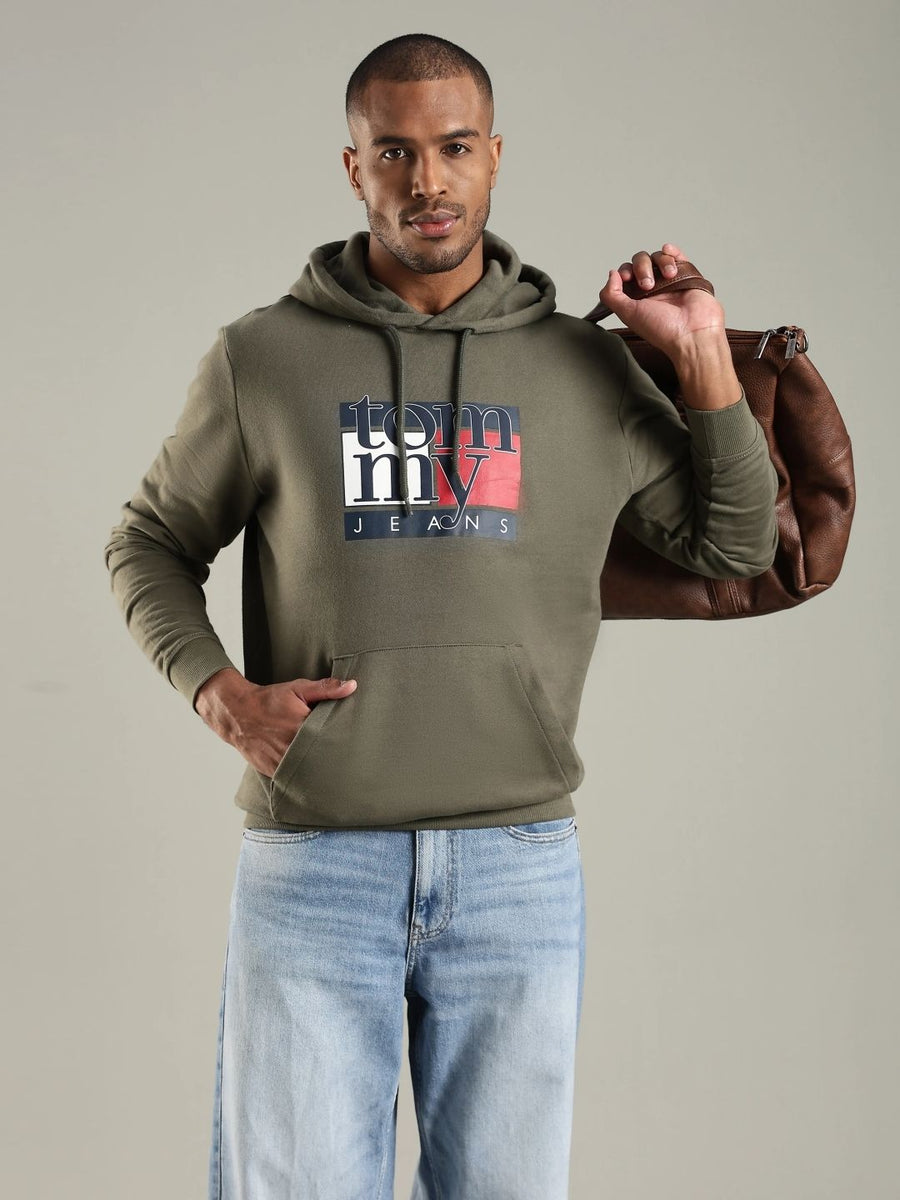 Tommy Hilfiger Men Printed Hooded Cotton Sweatshirt