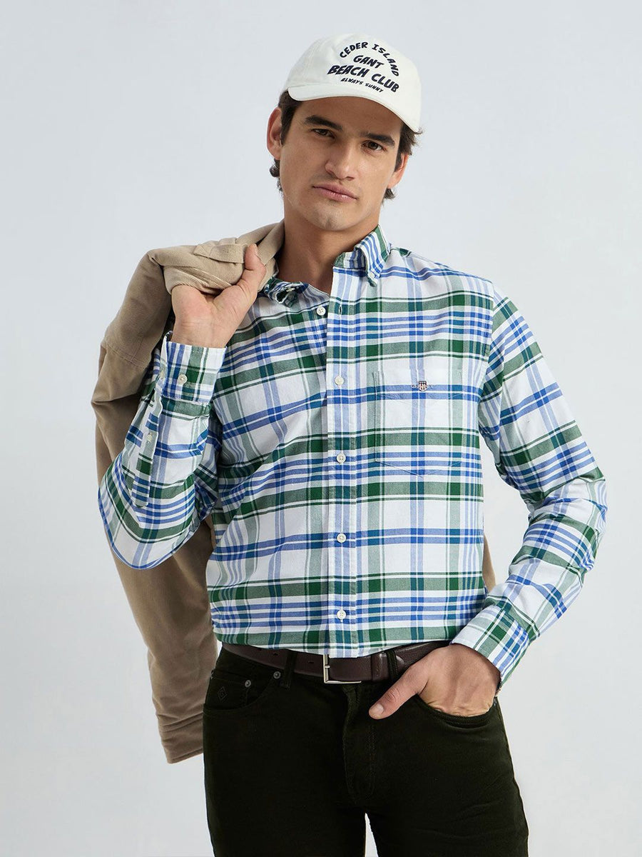 GANT Classic Tartan Checked Button-Down Collar Oxford Cotton Casual Shirt