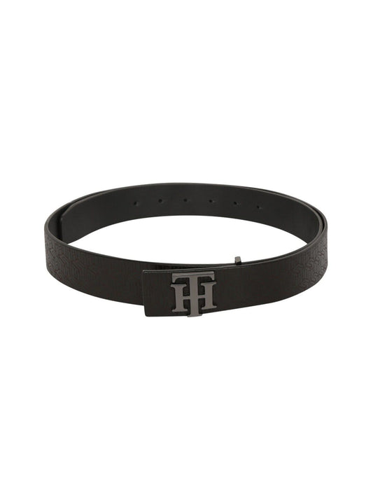 Tommy Hilfiger Unisex Black Printed Leather Belt