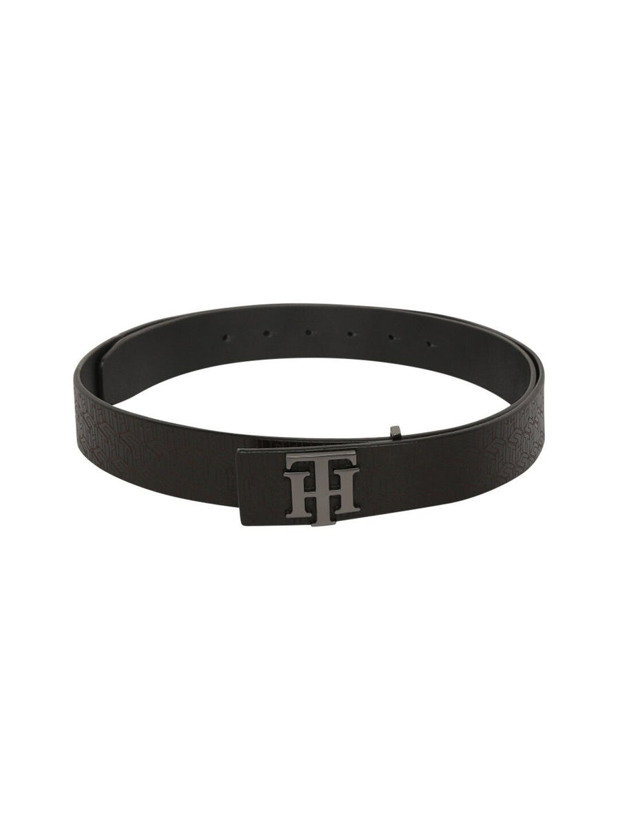 Tommy Hilfiger Unisex Black Printed Leather Belt