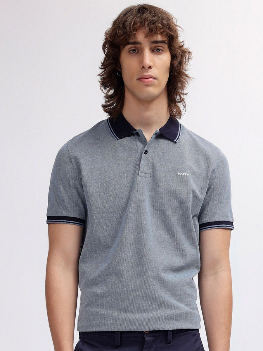 GANT Solid Polo Neck Regular Fit T-Shirt