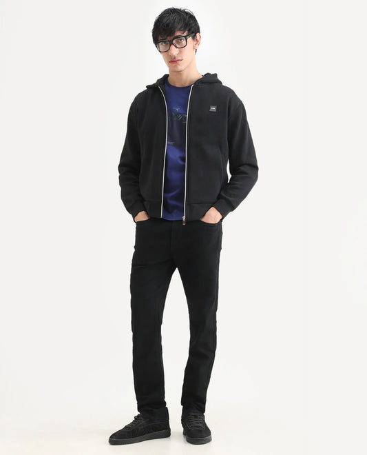 Rare Rabbit Men's Fiz B Black Cotton Blend Fabric Morris Regular Fit Plain Jeans