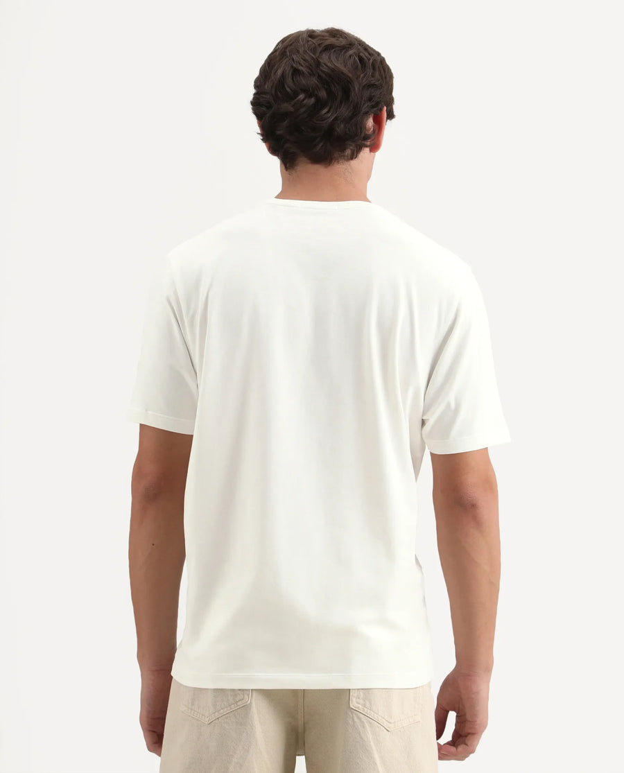 Rare Rabbit Men's Florem Off White Cotton Blend Regular Fit Half Sleeves Graphic PrintT-Shirt