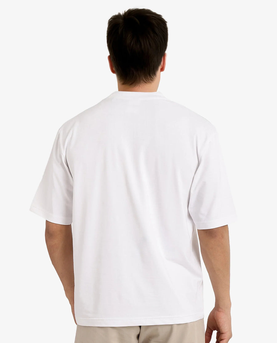 Rare Rabbit Men's Fobo White Cotton Blend Monogram Print Regular Fit Half Sleeve Crew Neck T-Shirt