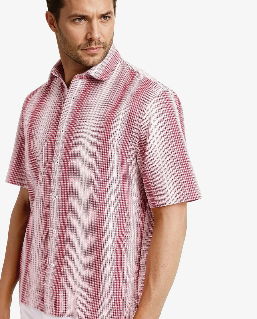 Rare Rabbit Men's Frawla Red Cotton Striped Print Boxy Fit Half Sleeve Collared Shirt