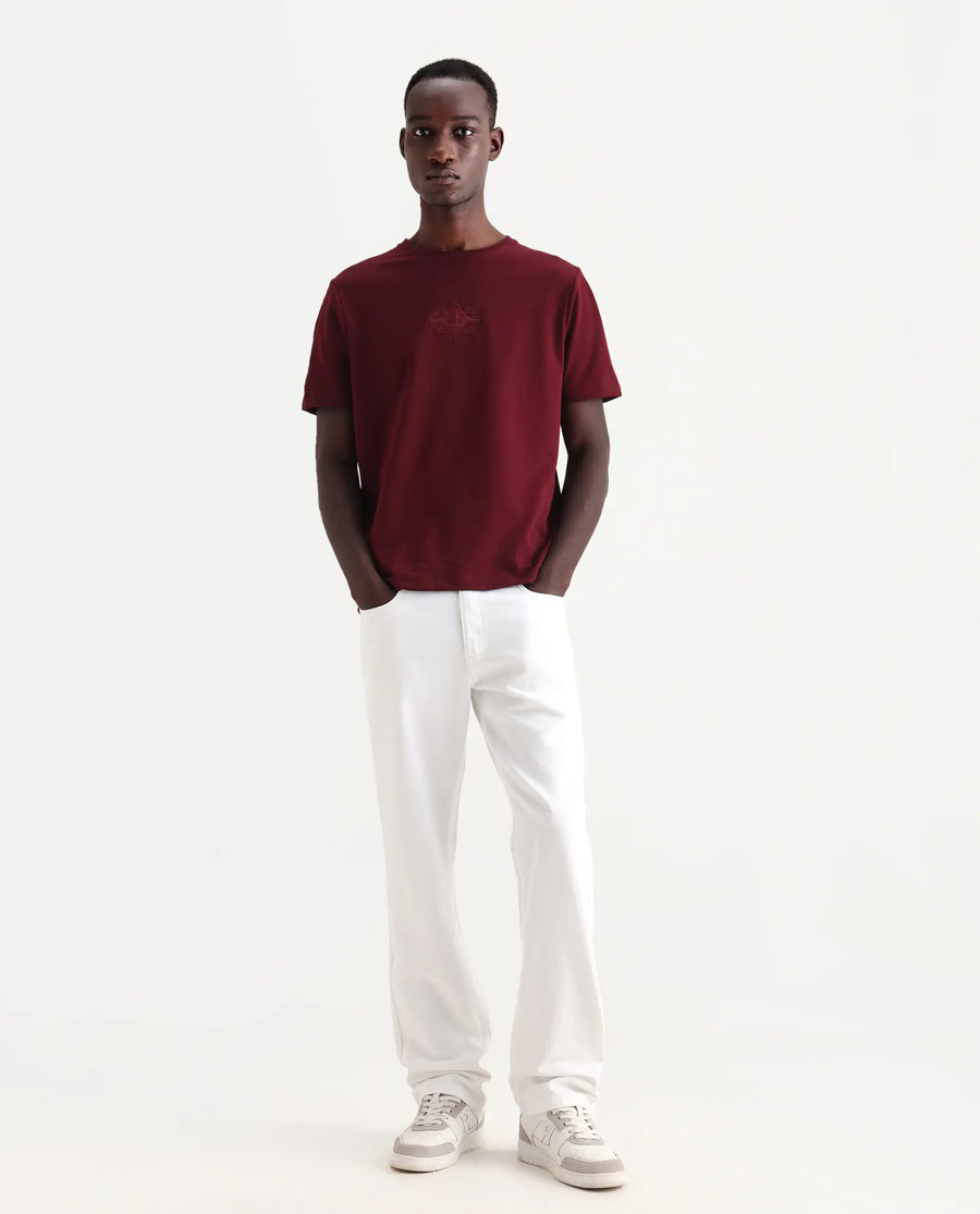 Rare Rabbit Men's Frost White Cotton Plain Morris Regular Fit Jeans