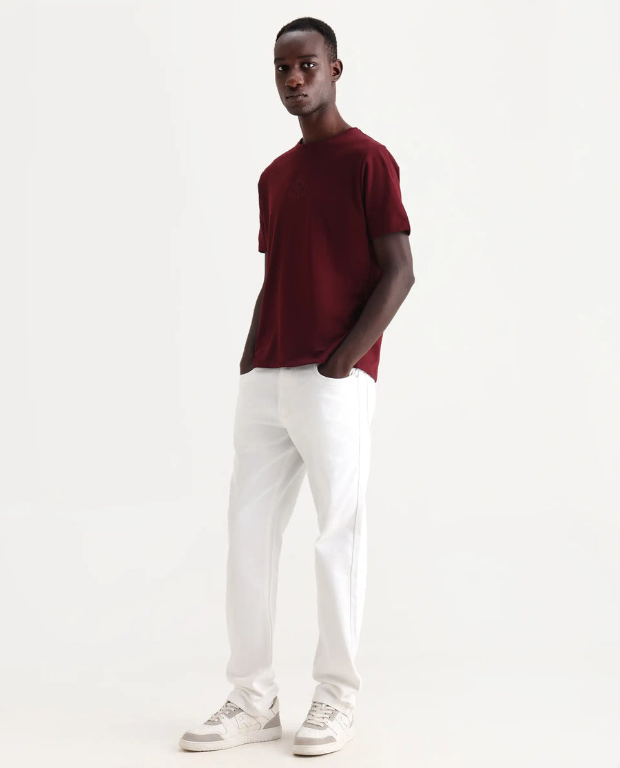 Rare Rabbit Men's Frost White Cotton Plain Morris Regular Fit Jeans