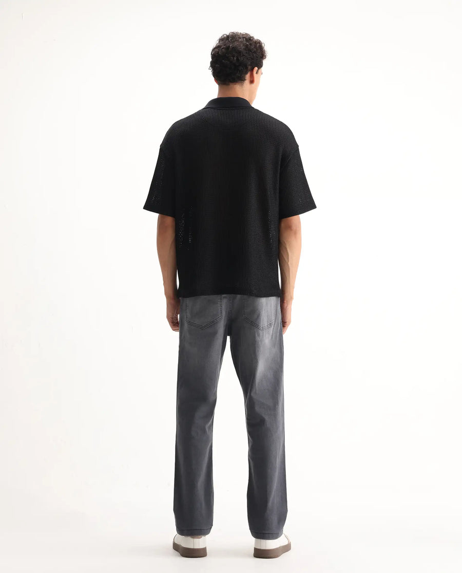 Rare Rabbit Men's Fyod Grey Cotton Plain Morris Regular Fit Jeans