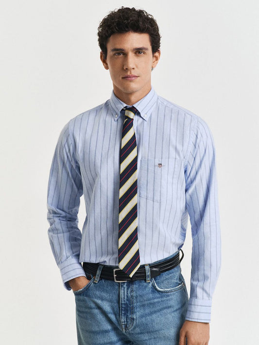 GANT Men Classic Fit Vertical Striped Button-Down Collar Cotton Casual Shirt