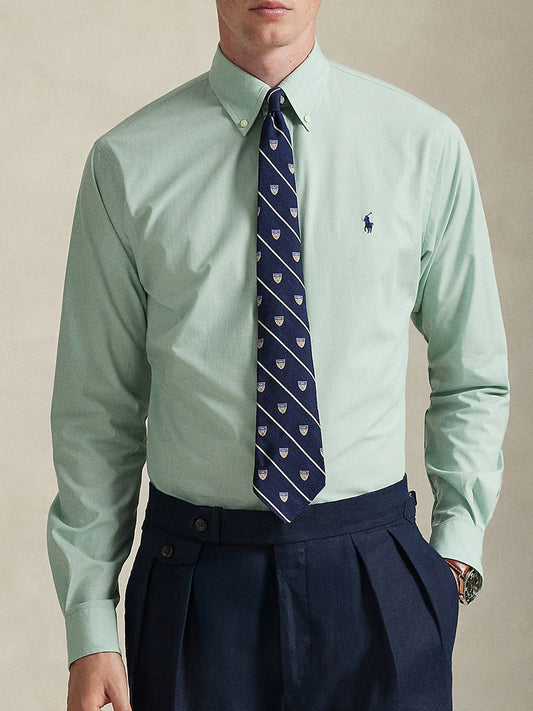 Polo Ralph Lauren Men Green Custom Fit Stretch Poplin Shirts