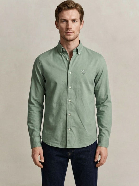 Gant Men Green Solid Regular Fit Pure Cotton Shirt