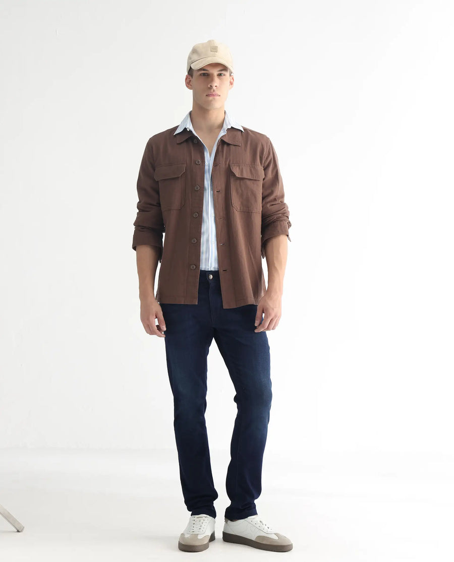 Rare Rabbit Men's Gaza Blue Cotton Plain Hawk Slim Fit Jeans