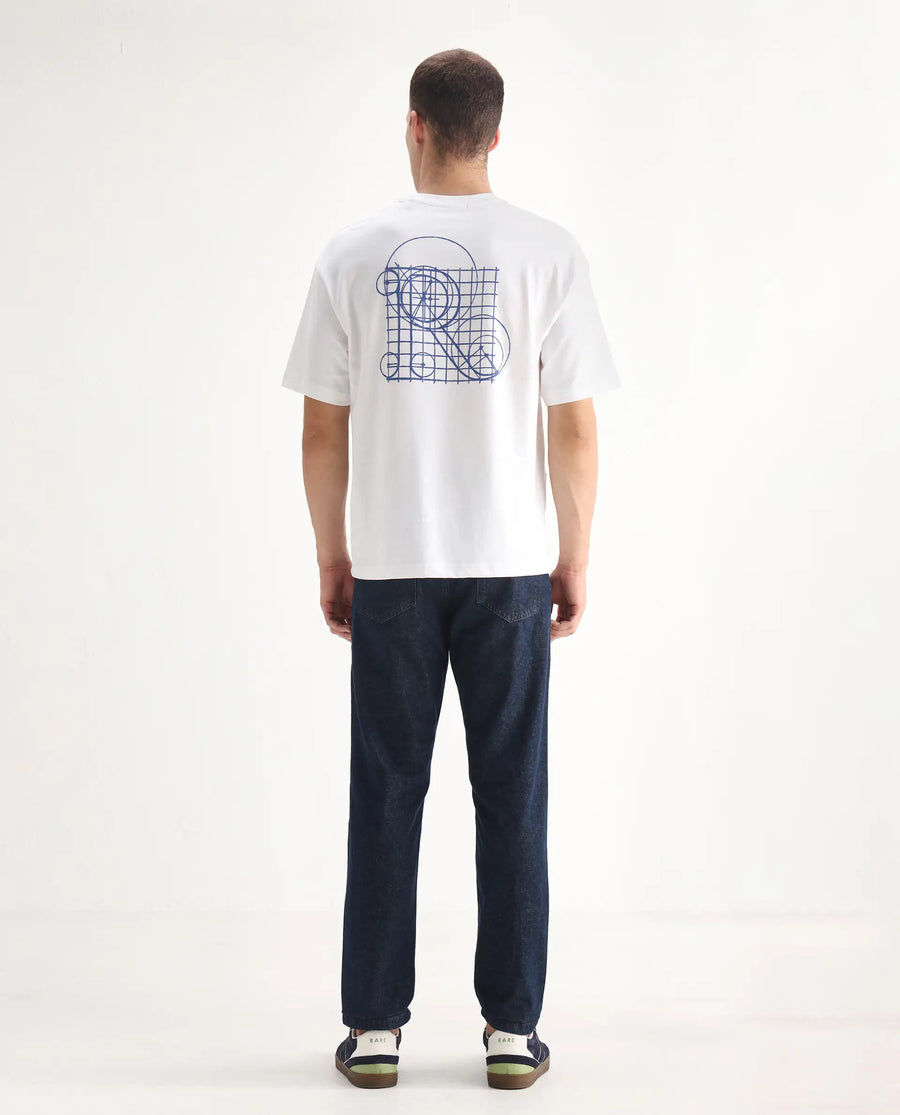 Rare Rabbit Men's Gleb Dark Blue Cotton Plain Kurt Carrot Fit Jeans
