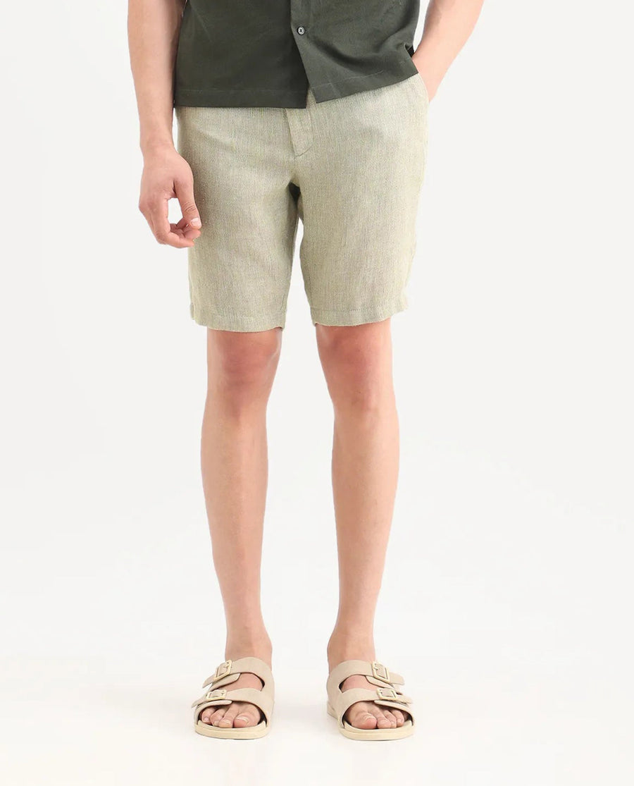 Rare Rabbit Men's Glet-B Flourscent Green Polyester Blend Fabric Regular Fit Textured Shorts