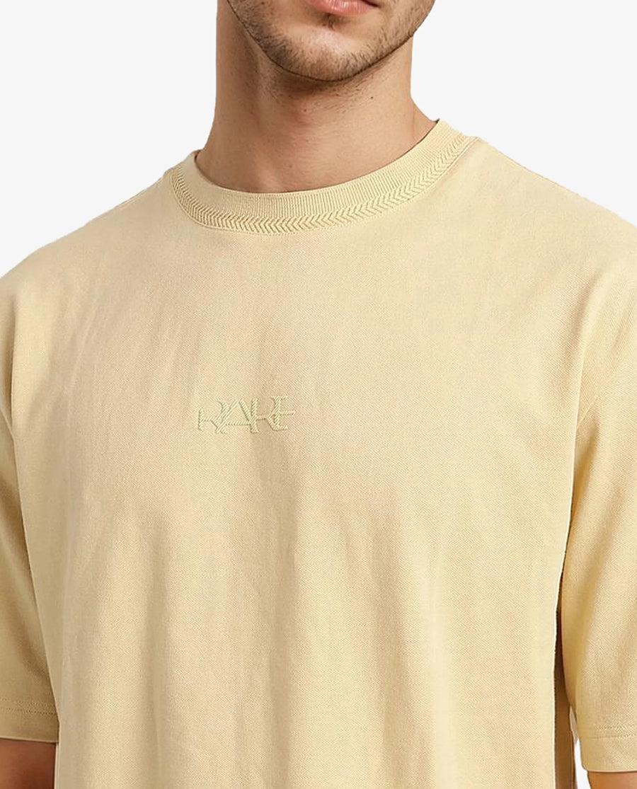 Rare Rabbit Men's Heros-1 Light Cotton Blend Plain Oversized Fit Half Sleeve Crew Neck T-Shirt