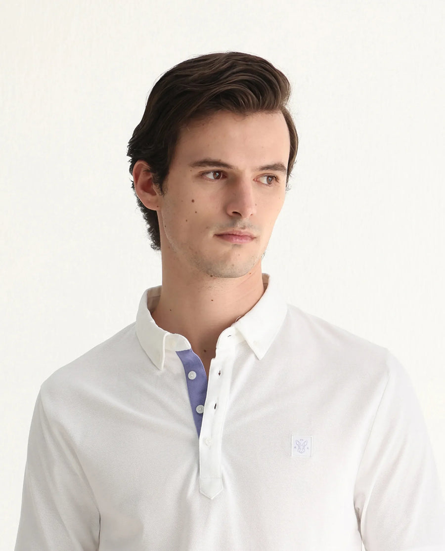 Rare Rabbit Men's Herval White Cotton Plain Regular Fit Half Sleeve Polo
