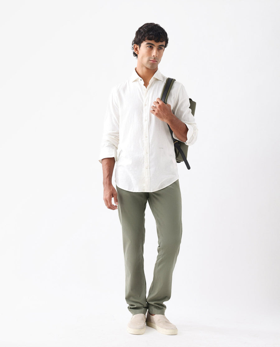 Rare Rabbit Men's Spoke 24 Pastel Green Cotton Blend Plain Regular Fit Trouser