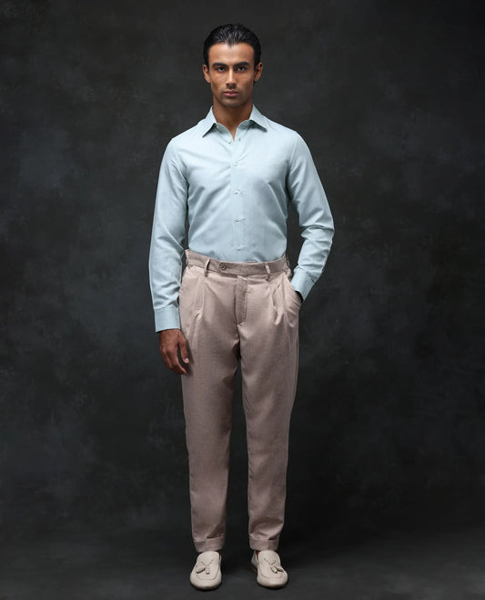 Rare Rabbit Men's Rhesa Light Rust Linen Blend Plain Relaxed Fit Trouser