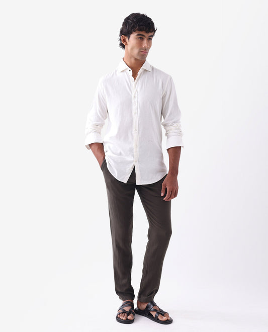 Rare Rabbit Men's Pastor 2 Brown Cotton Plain Regular Fit Trouser
