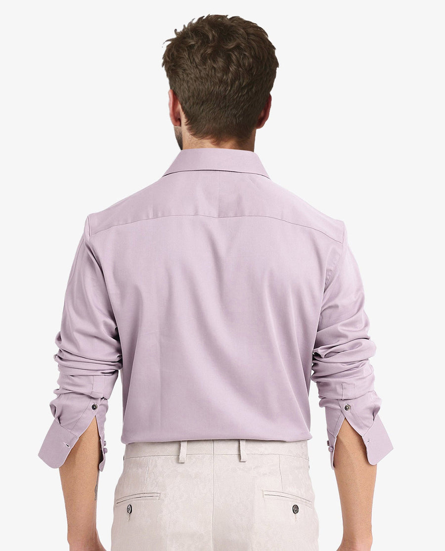 Rare Rabbit Men's Holla Dusky Pink Satin Plain Regular Fit Full Sleeve Collared Shirt