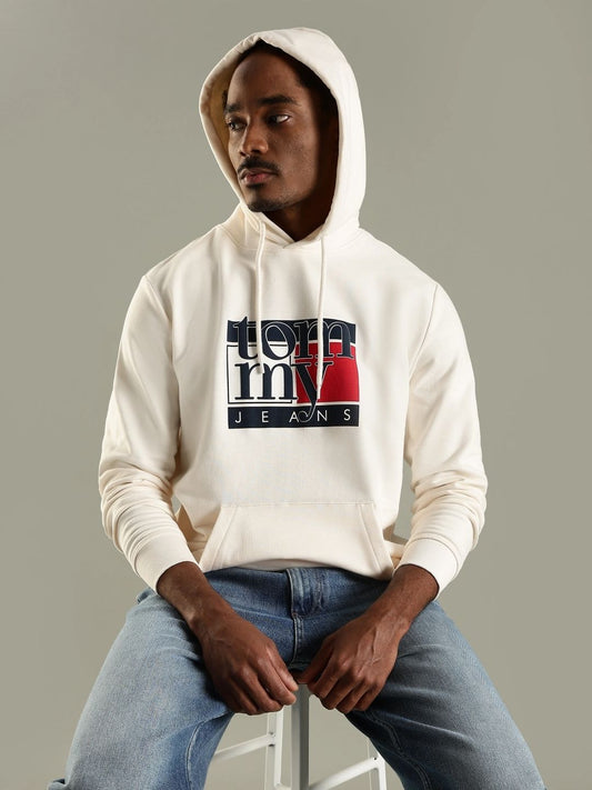 Tommy Hilfiger Men Logo Printed Hooded Regular Fit Cotton Sweatshirt