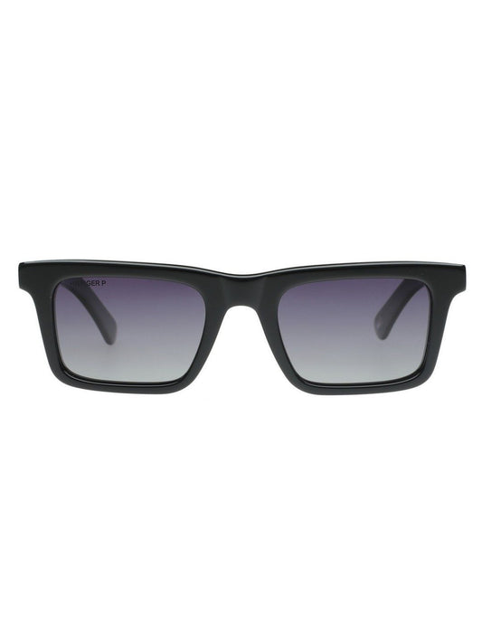Tommy Hilfiger Men Grey Lens & Black Rectangle UV Protected Sunglasses
