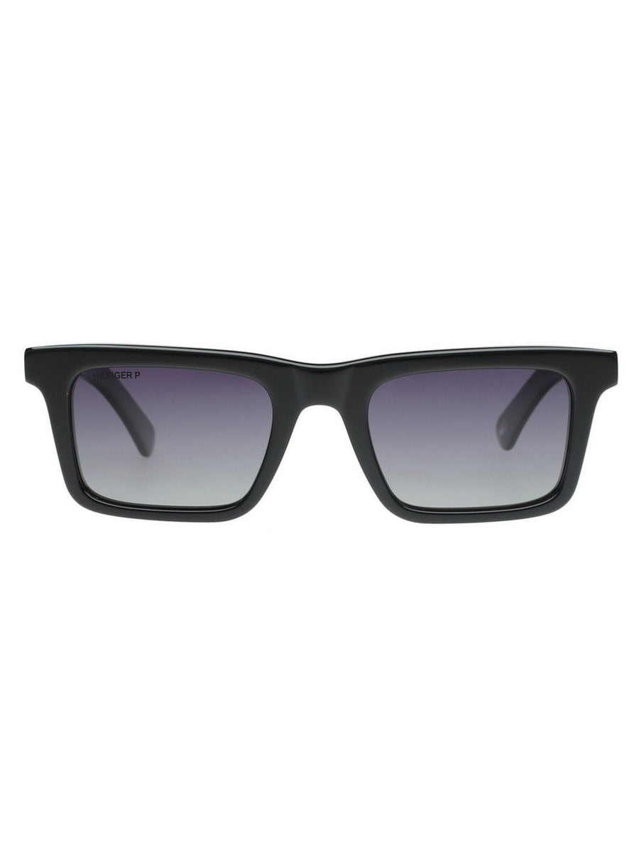 Tommy Hilfiger Men Grey Lens & Black Rectangle UV Protected Sunglasses