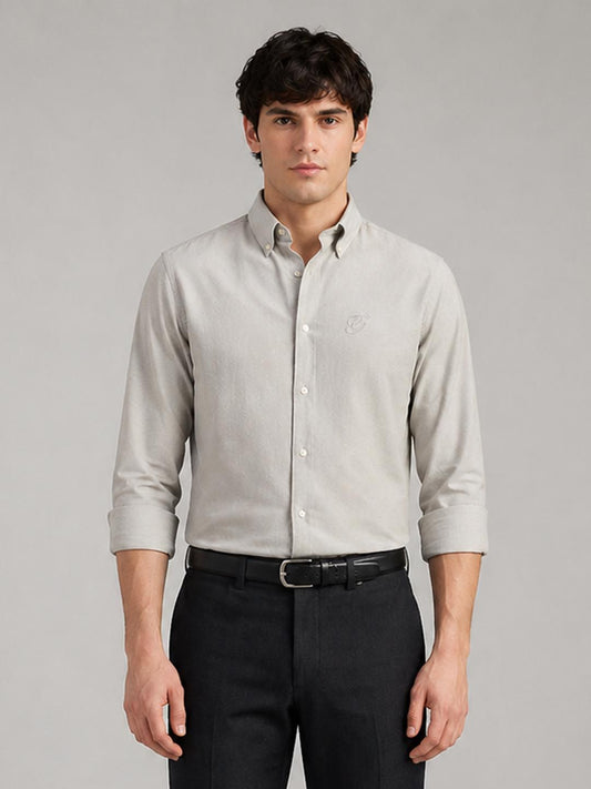 Gant Men Grey Solid Regular Fit Pure Cotton Shirt