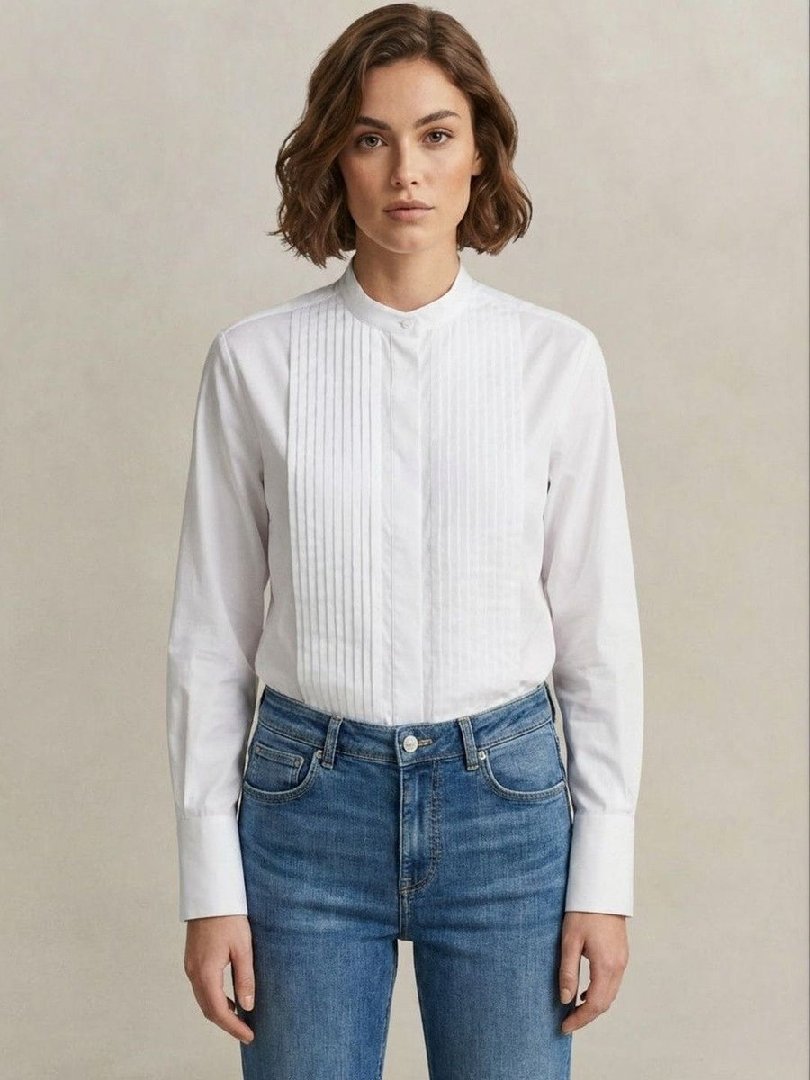 Gant Women White Striped Relaxed Fit Pure Cotton Shirt